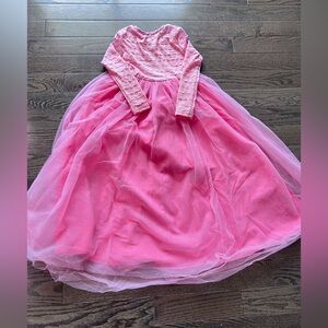 Pink floral girl fancy long dress , 46” length